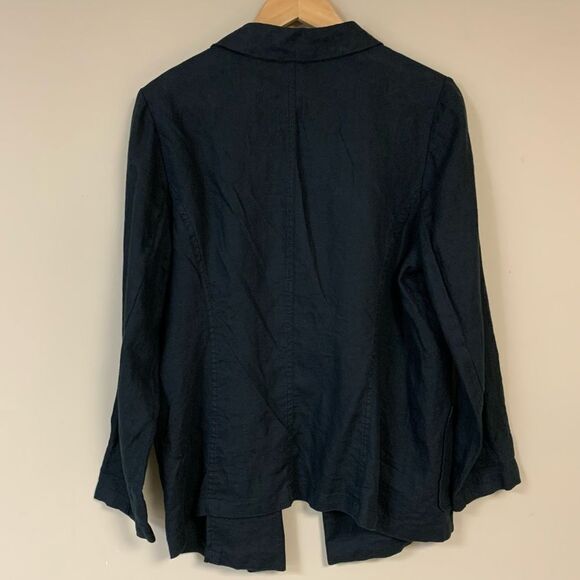 🆕 NEW CHICO'S Linen Blazer Women's Medium Black Summer Jacket Lightweight Beach - Picture 4 of 10